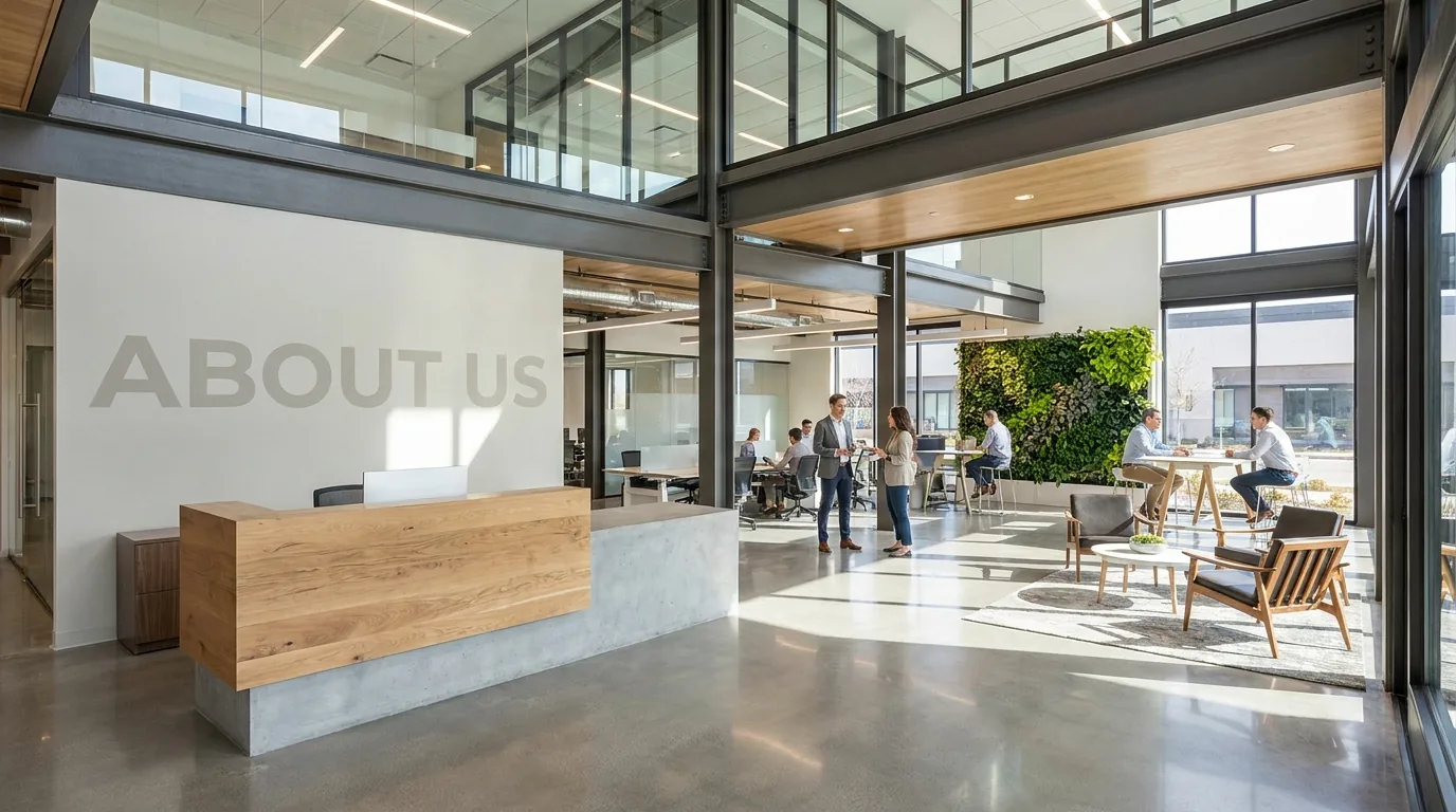 Modern enterprise workspace with clean architectural lines