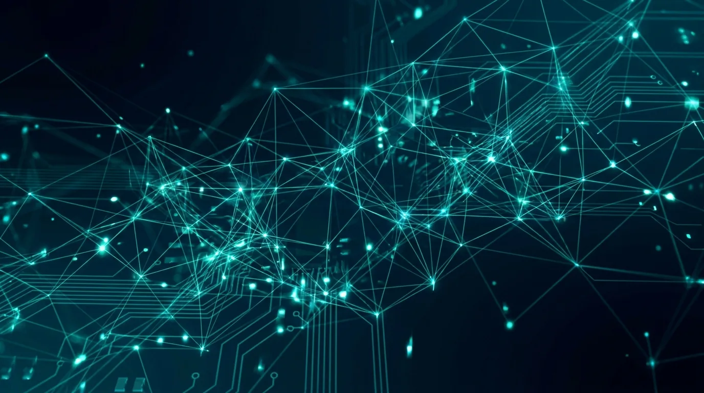 Abstract digital infrastructure with connected data lines