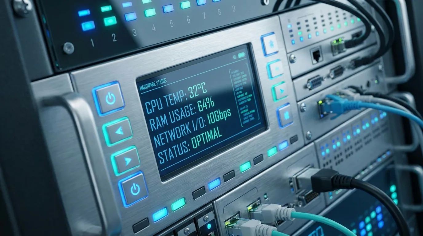 High-end server interface showing hardware status and system monitoring